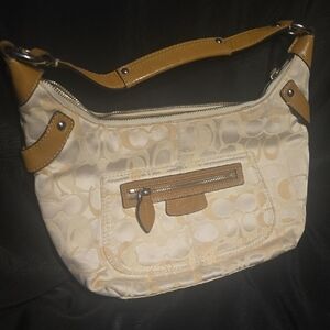 Coach Beige and Brown Shoulder Bag